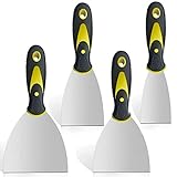 4 Pack Putty Knife Scraper, 2' 3' 4' 5' Putty Knife Set, Stainless Steel Putty Knife Scraper, Wallpaper Scraper Paint Scraper Tool for Spreading Drywall Spackle & Mud, Taping, Scraping Paint