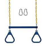 Jungle Gym Kingdom Swing Sets for Backyard, Monkey Bars & Swingset Accessories - Set Includes 18' Trapeze Swing Bar & 48' Heavy Duty Chain with Locking Carabiners - Outdoor Play Equipment (Blue)