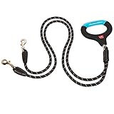 WIGZI Dual Doggie Gel Rope Leash, Medium/Large Size, Black (dual large)