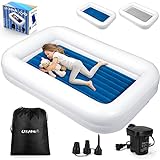 USHMA Upgrade Toddler Travel Bed [4-Side] | Both Side Usable Toddler Air Mattress | Inflatable Toddler Bed | Portable Inflatable Kids Travel Toddler Bed | Kids Blow Up Mattress with Sides
