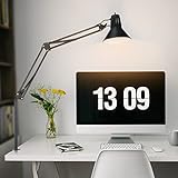 Hypool Desk Lamp for Home Office Eye-Caring Metal Extra Long Swing Arm Stable Clamp Flexible Gooseneck A19 E26 Bulb Included as Table Working Reading Aesthetic Computer Versatile Light
