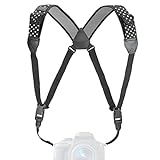 USA GEAR DSLR Camera Strap Chest Harness with Quick Release Buckles, Polka Dot Neoprene Pattern and Accessory Pockets - Compatible with Canon, Nikon, Sony Point and Shoot and Mirrorless Cameras