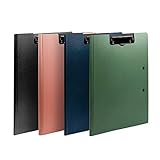 souG 4 Pcs Foldable Clipboard, 360 Degree Cover Clipboard File Folder, Perfect Clipboard for Private Documents, Awesome for Office, Medical Field, School, Job Interviews (4 Colors, Double Clip)