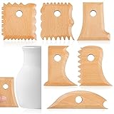 7 Pieces Pottery Foot Shaper Tools Pottery Profile Rib Bundle Foot Shaper for Pottery Ceramics for Carving Clay Molds Clay Ceramics, Beech Wood