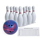 Champion Sports Bowling Set: Rubber Ball & Plastic Pins for Training & Kids Games, Model:BPSET