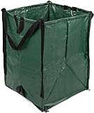 DURASACK Heavy Duty Home and Yard Waste Bag 48-Gallon Woven Polypropylene, Reusable Lawn and Leaf Garden Bag with Reinforced Carry Handles, Pop-Up Self-Standing Garbage Can, Green