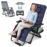 ZENPETIO 29In XL Zero Gravity Chair w/Cushion, Zero Gravity Recliner Lounge Chair for Indoor and Outdoor, Reclining Camping Chair for Lawn, Anti Gravity Chair with Cup Holder and Footrest, 440LBS