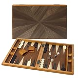 GSE Premium Wooden Folding Inlay Backgammon Board Game Set, Classic Traditional Board Games for Kids and Adults (Focus - 17 Inches)