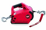 WARN 885030 PullzAll Cordless 24V DC Portable Electric Winch with Steel Cable and 1 Rechargeable Battery Pack: 1/2 Ton (1,000 lb) Lifting/Pulling Capacity, Red