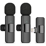 Wireless Lavalier Lapel Microphone for iPhone iPad: 2 Clip on Microphones for Phone Video Recording, Professional Lav Mic for YouTube | Interview | Podcast | Vlog | Tiktok | Live Stream