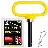 EilxMag Magnetic Hitch Pin, Lawn Mower Trailer Hitch Pins 1/2 Inch - Strong Heavy Duty Magnet Trailer Gate Pin for Mowers, Lawn Tractors, Towing Cargo, ATV - Simple One Handed Hook On & Off（Yellow）