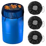 3 Pack Rain Barrel Cover 37.4 Inch Mesh Cover for Rain Barrel Water Collection Buckets Tank Protector with Drawstring Rain Barrel Netting Screen for Outdoor Garden, Black
