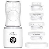 Bottle Warmer, Portable Bottle Warmer for Travel with 4 Adapters, LED Real-time Display & Rechargeable & Precise Temperature Control Travel Bottle Warmer for All Bottles for Breastmilk & Formula