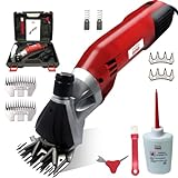 Sheep Shears Pro 110V 500W Professional Heavy Duty Electric Shearing Clippers with 6 Speed, for Shaving Fur Wool in Sheep, Goats, Cattle, Other Farm Livestock Pet, with Grooming Carrying Case CE
