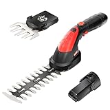 MZK 7.2V Cordless Grass Shear & Hedge Trimmer - 2-in-1 Electric Shrub Trimmer/Handheld Hedge Cutter/Grass Trimmer/Hedge Clipper with Removable Battery and Charger