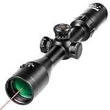 PINTY Rifle Scope, 3-9x42 Gun Scope with Built-in Red Laser, Mil Dot Tactical Hunting Scope with Laser and Reticle Adjustment & Multicoated Green Lens, Red Laser Hunting Sight Combo for Airsoft Gun