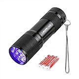 Lighting EVER Black Light Flashlight, Small UV Lights 395nm, Portable Ultraviolet Light Detector for Invisible Ink Pens, Dog Cat Pet Urine Stain, AAA Batteries Included