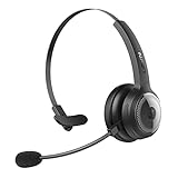 LEVN Bluetooth Headset, Wireless Headset with Microphone & Mute Button, 60Hrs Talk Time, On-Ear AI Noise Cancelling Headphones with Bluetooth 5.2 Multipoint for Trucker/Remote Work/Online Class/Zoom