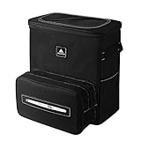 AUJEN Car Trash Can - 2.5 Gallon, Handy Car Tissue Holder, Multifunctional Car Garbage Can with Compact Design, Leak-Proof Trash Can for Car with Adjustable Straps & Magnetic Buckles,BLACK