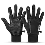 Aegend Waterproof Splash-Resistant Sports Running Gloves - Touch Screen Lightweight Liner Gloves for Running, Walking, Cycling, Working - Outdoor for Men Women in Winter Or Fall,Black,M