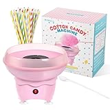 MOMULL Cotton Candy Machine, Mini Cotton Candy Maker for Kids, Pink Vintage Candy Maker for Christmas Gift, Home, Birthday Family Party, Includes 25 Cotton Candy Sticks & Sugar Scoop