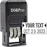 ZIGEL D50 Date Stamp with Your Custom Text - Self Inking Date Stamp - Black