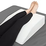 Leg Elevation Pillow with Memory Foam Top - Elevated Leg Rest Pillow for Circulation, Swelling, Knee Pain Relief - Wedge Pillow for Legs, Sleeping, Reading, Relaxing - Washable Cover (6 Inch)