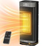 Space Heater Indoor With Remote, 1500W PTC Electric Heater, 60°Oscillating, 4 Modes, 12h Timer, Safety Protection, Portable Heater for Home Office Indoor Use Heat Up 270 Square Feet
