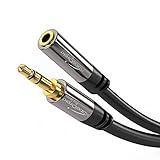 KabelDirekt – 15ft – Headphone Extension Lead Cable, 3.5mm connectors (aux Audio Cable, Male Jack Plug/Female Jack, Practically Unbreakable Metal casing, Perfect for Headphones, Black)