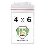 5 Pack - Extra Large Waterproof Badge Holder - 4 X 6 Inch Passport Size - Heavy Duty with Resealable Zip Top Closure by Specialist ID (Great for Cruise Essentials)