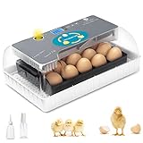 Apdoe Egg Incubator Clear View, Automatic Egg Turner, Temperature Humidity Control, Egg Candler, Poultry Egg Incubator for Hatching 12-15 Chicken Eggs, 35 Quail Eggs, 9 Duck Eggs, Turkey Goose Birds