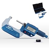 Dasqua Precision Professional 1-2'/25-50mm 0.00005'/0.001 mm Resolution Digital Outside Micrometer with Carbide Tip 1-2' Measuring Tool Metric/inch Conversion