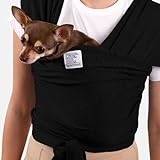 Dog Sling Carrier for Small Dogs - Anti-Anxiety Cat Sling, Puppy Pouch - Pet Sling in Gray, Black (Black)