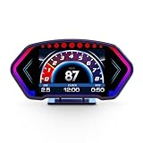 MAIMEIMI Multi-Data Car HUD Head Up Display, Digital OBD+GPS+Slope Meter Smart Gauge, Diverse Functions and Styles Automobile LCD Display, Works Great for All Vehicles