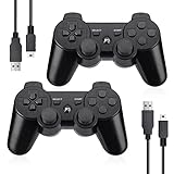 TESSGO PS3 Controller 2 Pack Compatible with PS-3, Rechargeable Game Wireless Controller with Upgraded Joystick for PlayStation 3