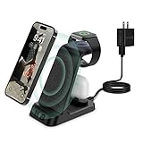 DDUAN Wireless Charging Station, 3 in 1 Fast Charger Stand, Wireless Charger for iPhone15/14/13/12/11/Pro/Max/X/XS/Max/XR/8 & Apple Watch 8/7/SE2/Airpods1 2/Pro1 2(QC3.0 Adapter)