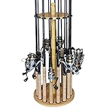 Rush Creek Creations Fishing Rod Holders for Garage, Fishing Pole Rack, Floor Stand Holds up to 16 Rods, Fishing Gear Equipment Storage Organizer, Fishing Gifts for Men