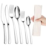 6 Pcs Weighted Utensils for Hand Tremors and Parkinsons Patients Heavy Weight Silverware Set Utensils for Eating Spoons for Eating Adaptive Eating Flatware (Silver)