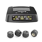 VESAFE Wireless tire Pressure Monitoring System, TPMS, with Solar Charger, Different high/Low Pressure Limits for Two axles, auto Sleep Mode, only Work with Cars, not Work with Camping Vehicles