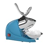 OKF Ice Shaver Prevent Splash Electric Three Blades Snow Cone Maker Stainless Steel Shaved Ice Machine 220lbs/hr Home and Commercial Ice Crushers (Blue)