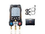 Testo 550s AC Manifold Gauge Set – Manifold Gauges Hvac and Refrigeration – Incl. 2 Wired Temperature Clamp Probes – AC Recharge Kit with superheat, subcooling with Bluetooth