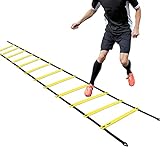 Ohuhu Agility Ladder, Speed Training Exercise Ladders for Soccer Football Boxing Footwork Sports Speed Agility Training with Carry Bag,15ft 12 Rung,Yellow