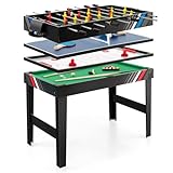GYMAX 49' Multi Game Table, 4 in 1 Game Table with Foosball Table, Pool Billiards, Air Hockey & Table Tennis, Complete Combination Game Table for Family Game Room