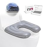 Nevife Raised Donut Pillow,Inflatable Toilet Seat Cushion,Height Adjustable Toilet Seat, PVC Commode Support Cushion for Adults,Seniors,Elderly, Disabled,Tailbone Pain Relief (Grey)