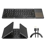 Achort Foldable Bluetooth Keyboard, Tri- Folding Portable Wireless Keyboard with Touchpad, USB Rechargable BT Wireless Keyboard for Android, Windows System Laptop Tablet Smartphone Device(Gray)