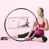 Beakabao Exercise Weighted Hoops for Adults and Kids, Adjustable 8 Sections 2lb Detachable Professional Soft Fitness Hoop, Weight Loss Core Strength Workout Sport Hoop, pink,grey