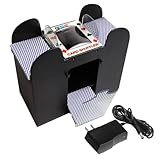 GSE Upgraded 1-6 Deck Automatic Card Shuffler, AC/DC-Power & Battery-Operated Electric Shuffler Machines for Playing Cards, Blackjack, Texas Hold'em, Canasta, Bridge, Rummy, UNO Card Games