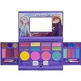 Disney Frozen 2 - Townley Girl Cosmetic Compact Set with Mirror 14 lip glosses, 4 Body Shines, 6 Brushes Colorful Portable Foldable Washable Make Up Beauty Kit Box Set for Girls Kids Toddler