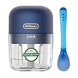 iOCSmart Electric Small Food Processor, 250ML Portable Mini Meat Food Garlic Chopper with Type-C USB Rechargeable for Kitchen Traveling Outdoor Camping Picnic (Blue)