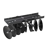 Field Tuff Steel Tow Behind Sleeve Hitch Garden Cultivator Soil Tiller Disc Harrow Tractor Attachment with 39 Inch Working Width, 11 Inch Discs, Black